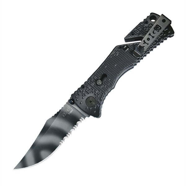 SOG Knives - Trident - Partially Serrated, TigerStripe Folding Knife ...